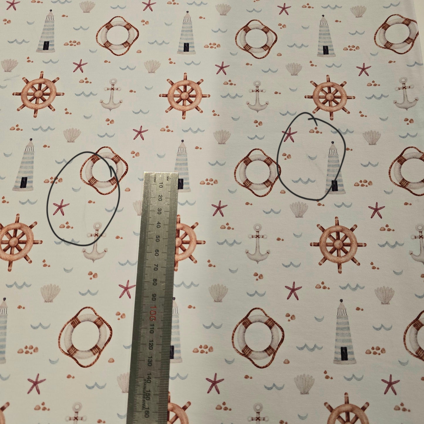 Out To Sea 1.5" - Cotton Lycra Knit 220 (2nds - 2 little marks - 1 meter)