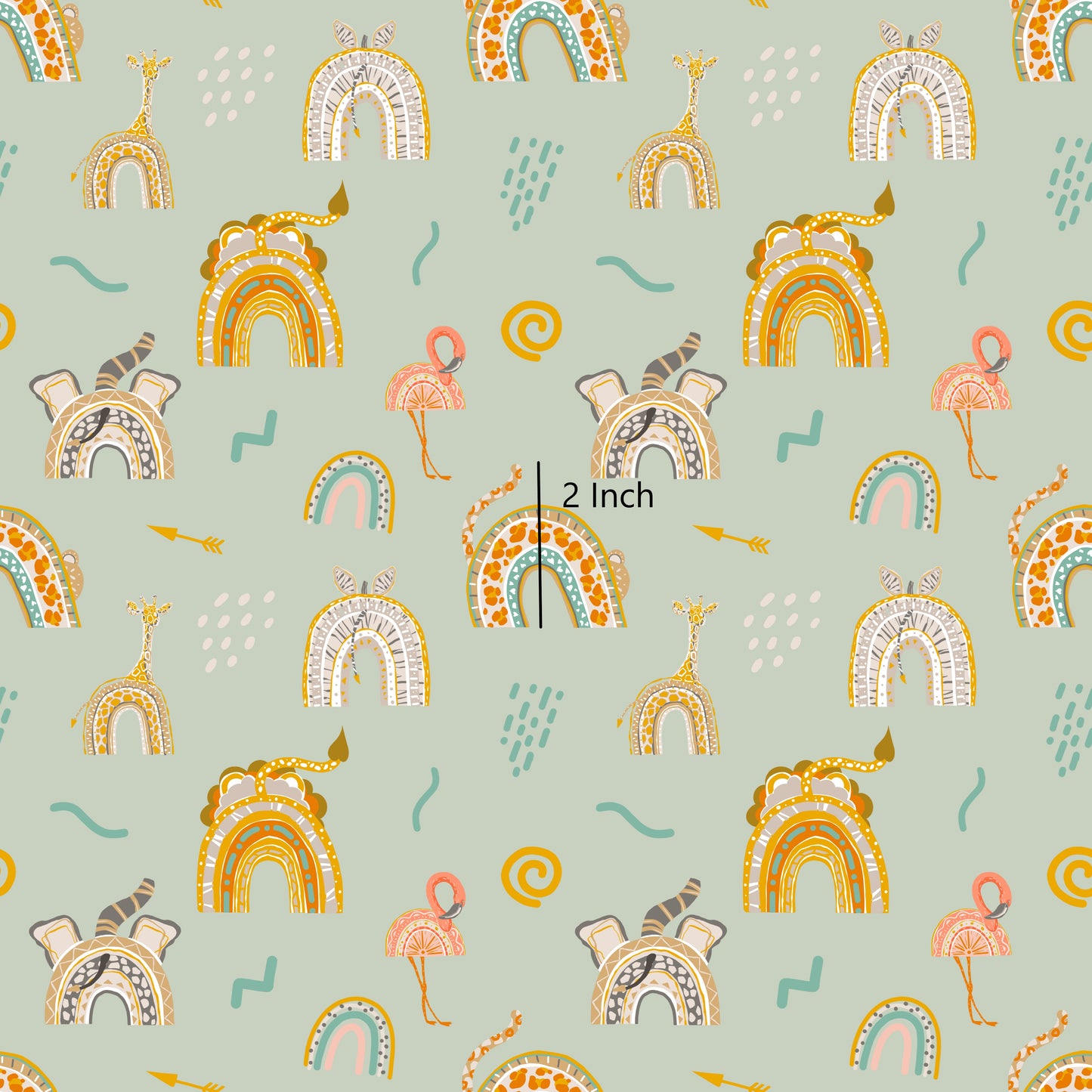 May Pre Order - Boho Animal Rainbows on Sage