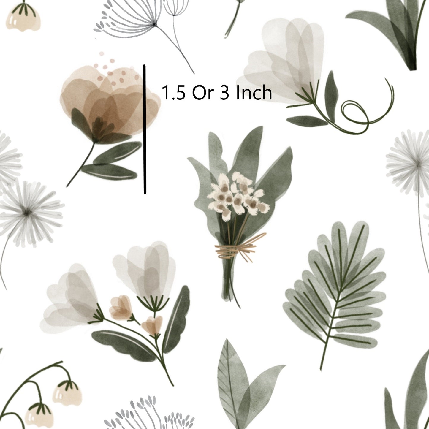 Boho Bloom - 1.5" - Woven Cotton Fabric