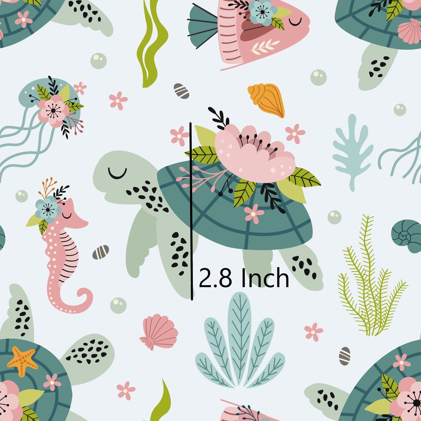 Floral Turtle - Woven Cotton Fabric