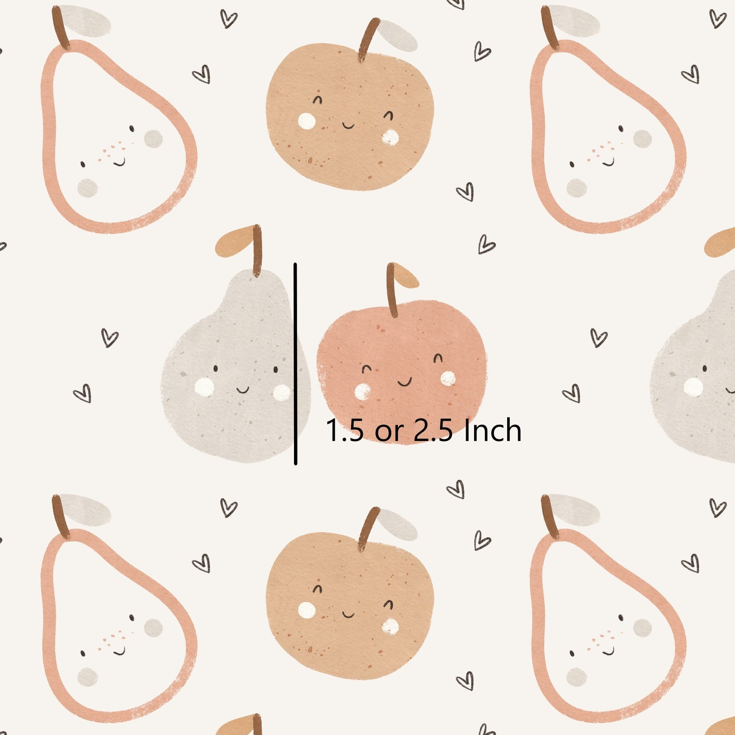 Happy Fruit 1.5" - Woven Cotton Fabric