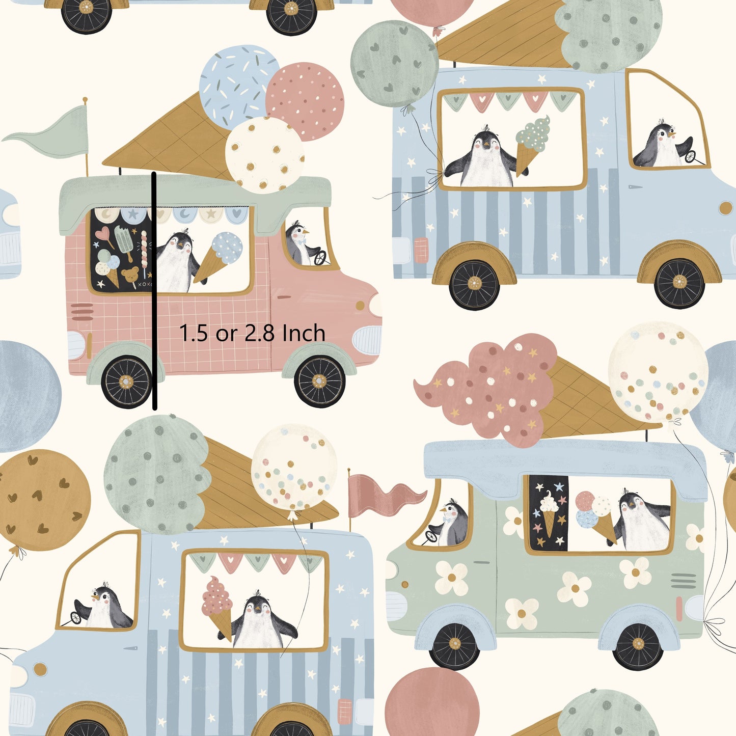 June Pre Order - Ice Cream Trucks & Penguins - White