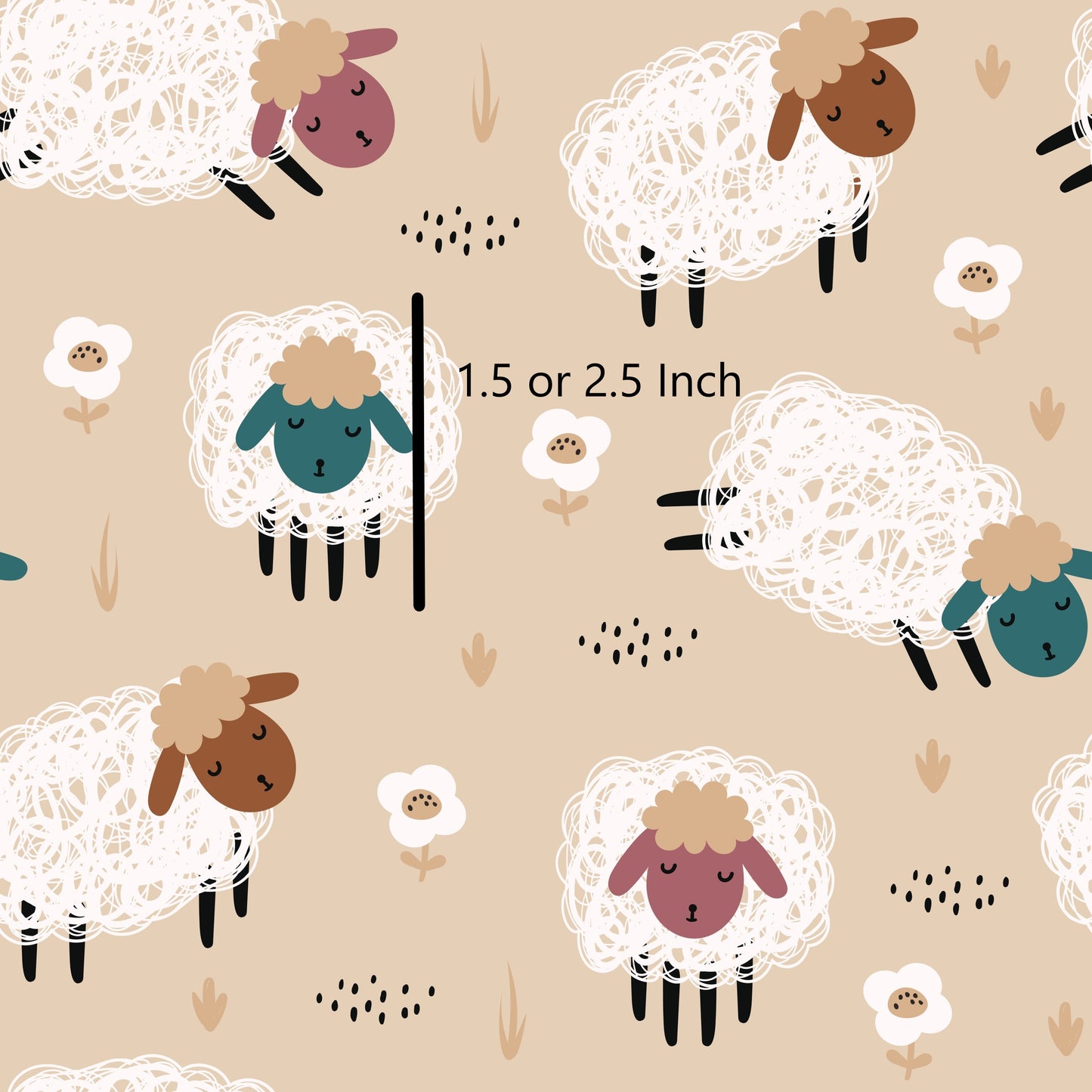 Saddie The Sheep 2.5" - Woven Cotton Fabric