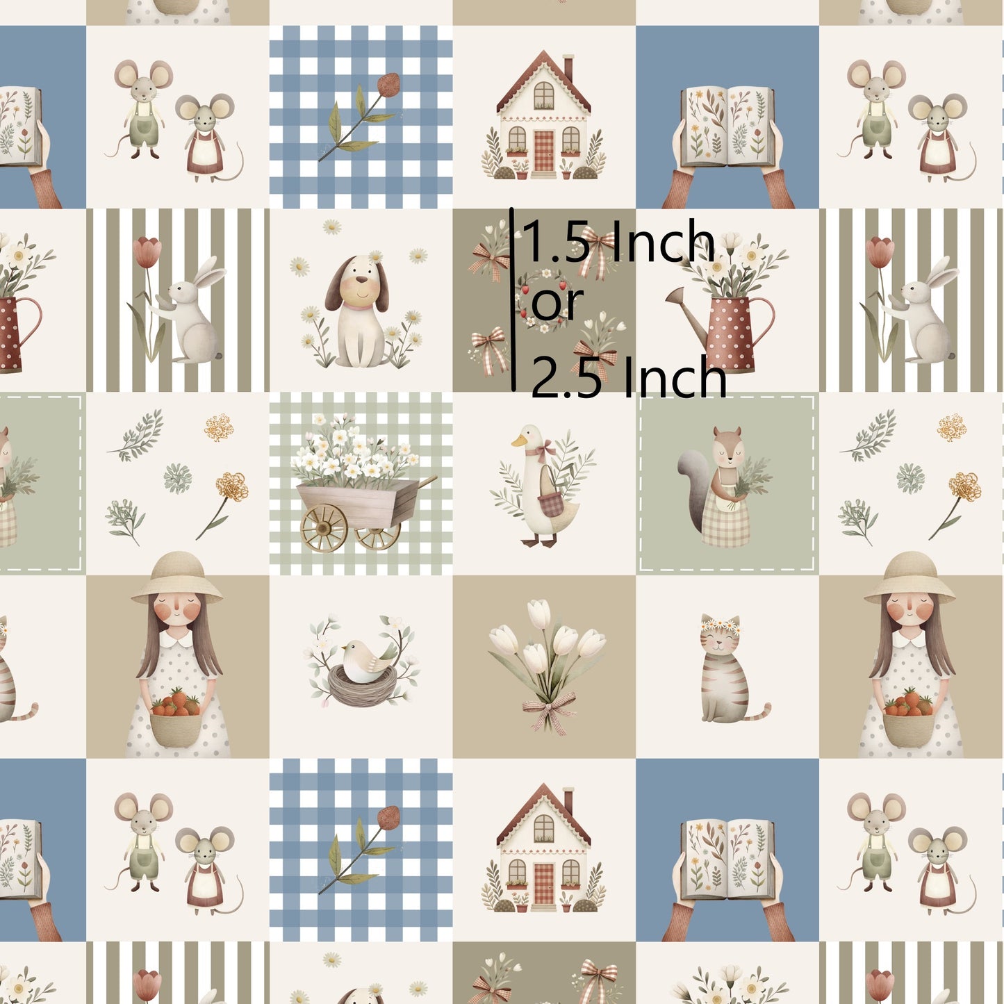 Cottage Check - Earth - 2.5" - Woven Cotton Fabric
