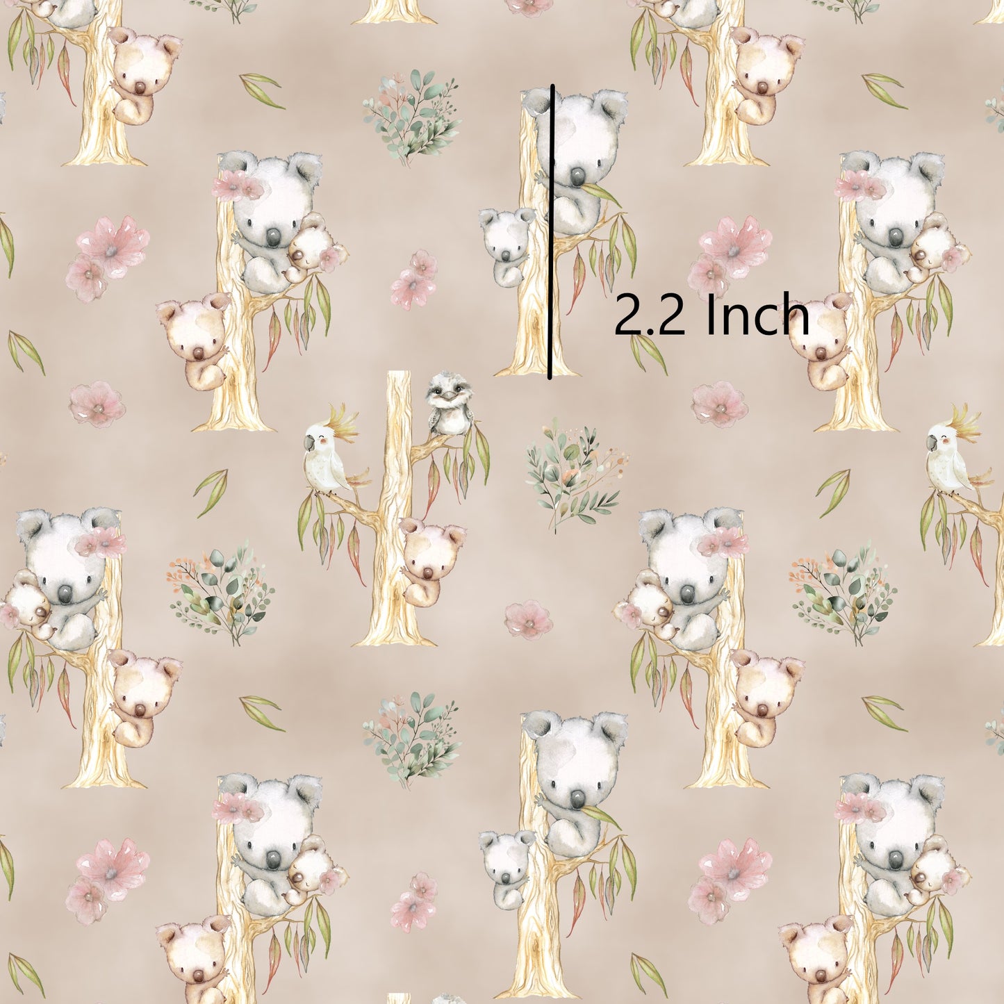 Koala In Tress - Cloud - Cotton Lycra Knit 220
