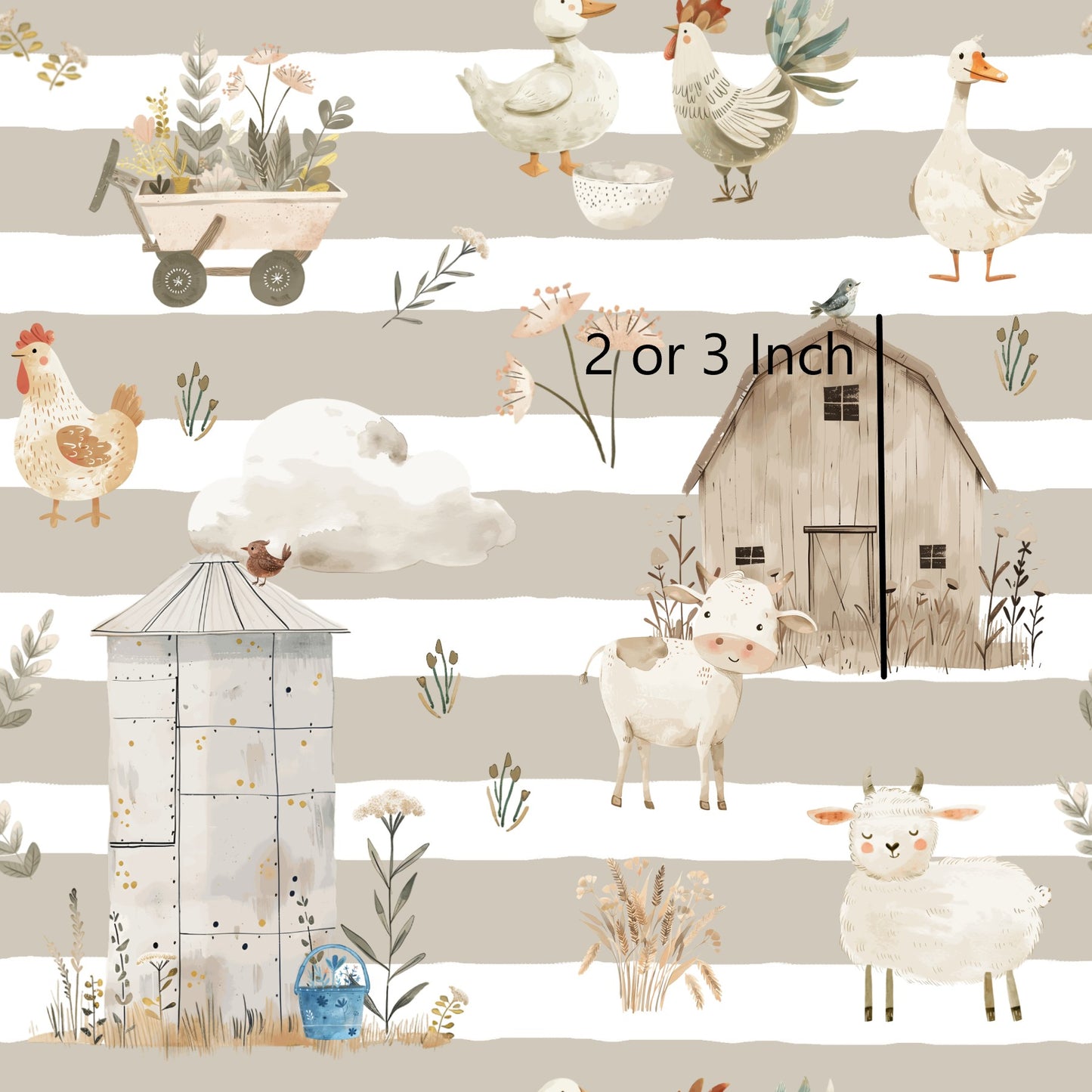 Meadow on Latte 3" - Cotton Lycra Knit 220