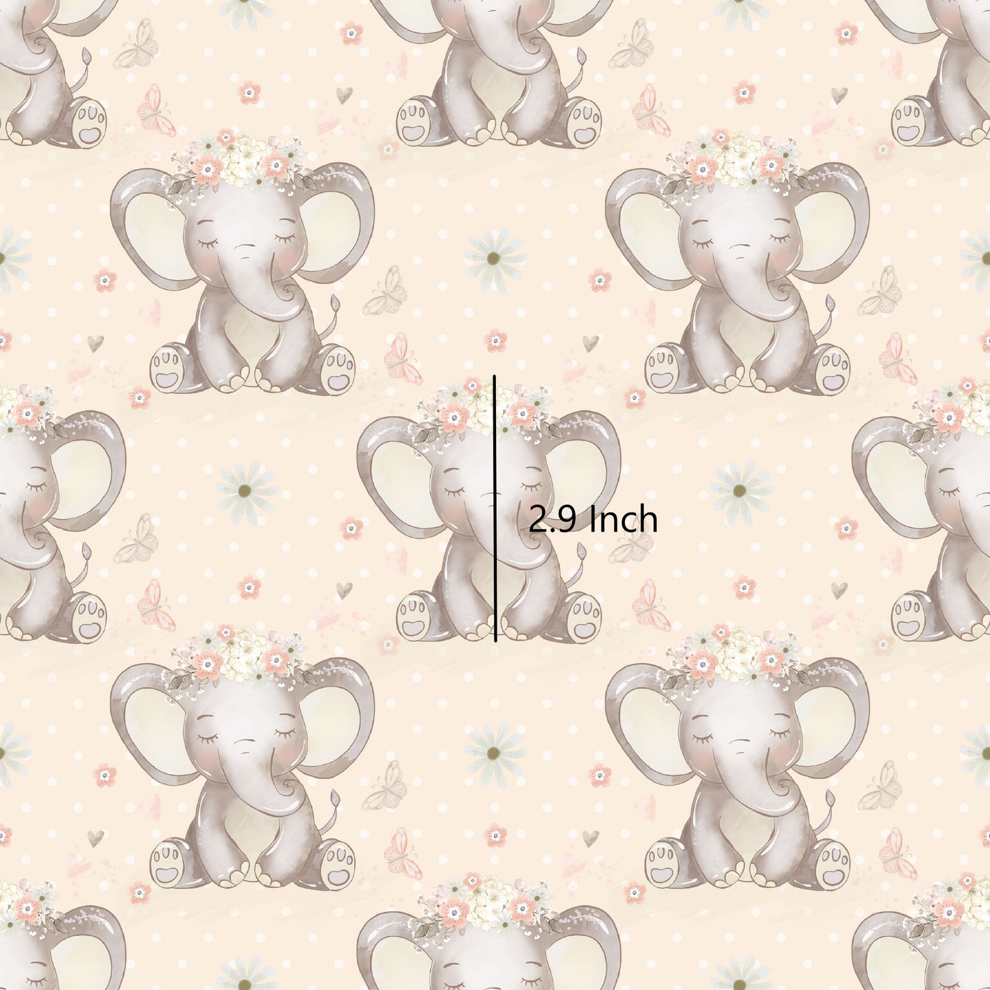 May Pre Order- Floral Elephants On Peach