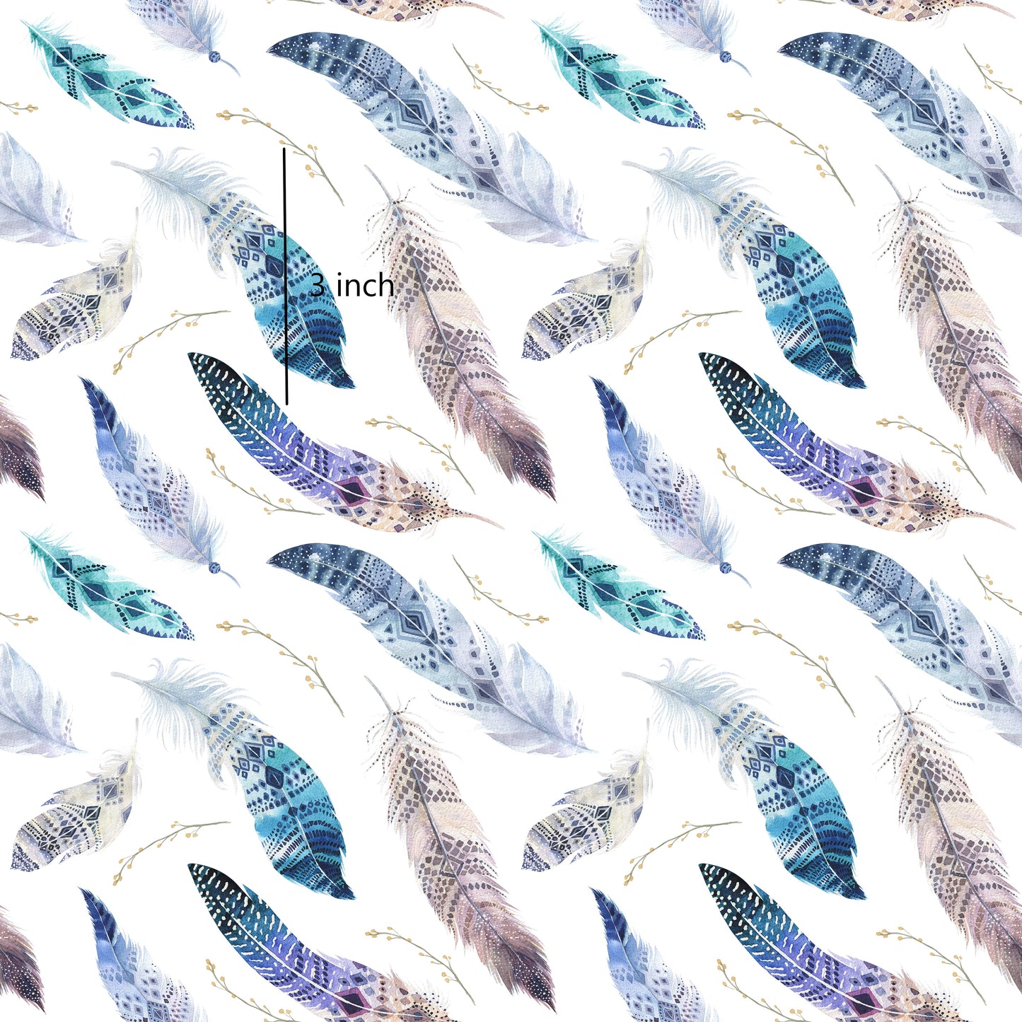July Pre Order - Pastel Feathers Aqua & Blue