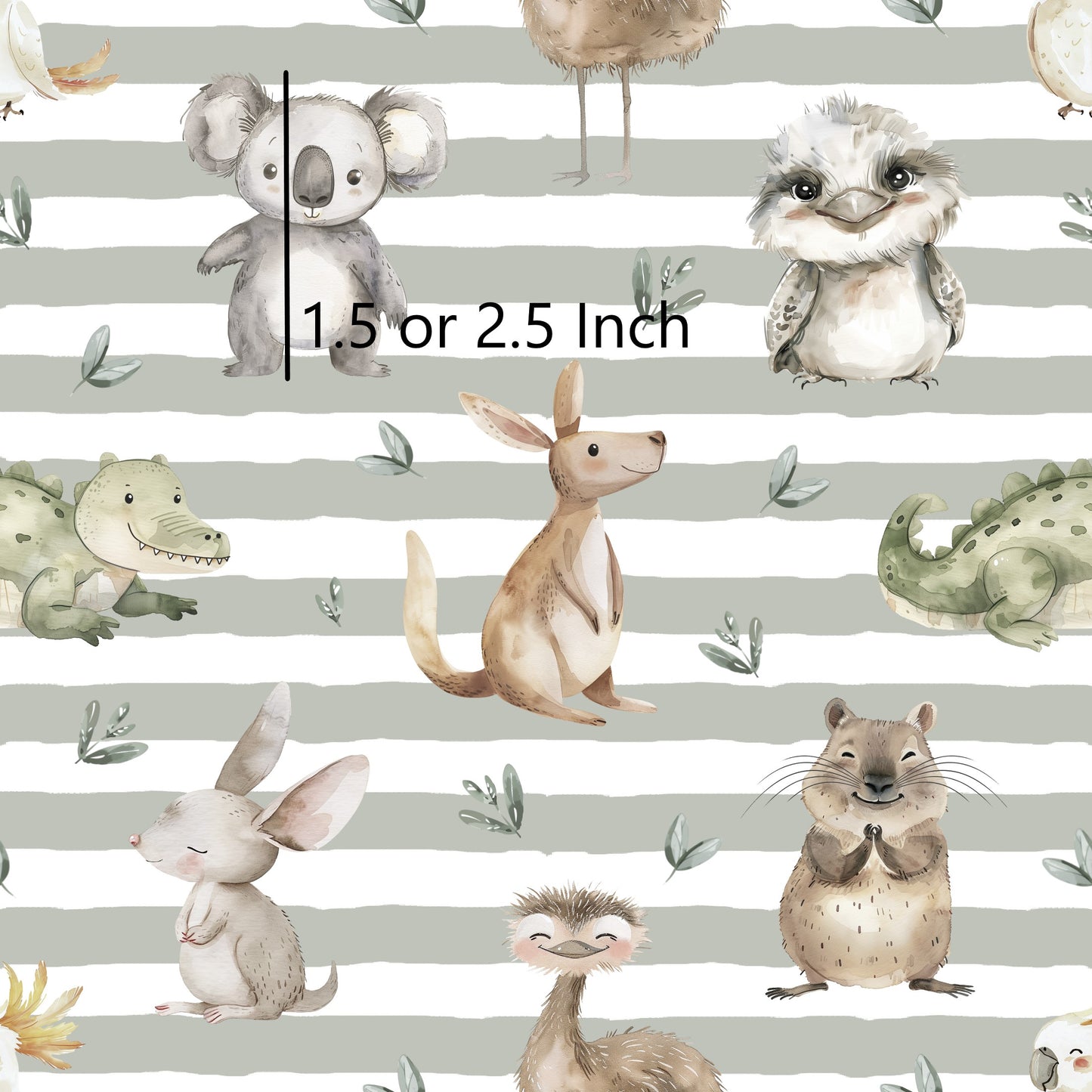 November Pre Order - Aussie Animals Moss Stripe