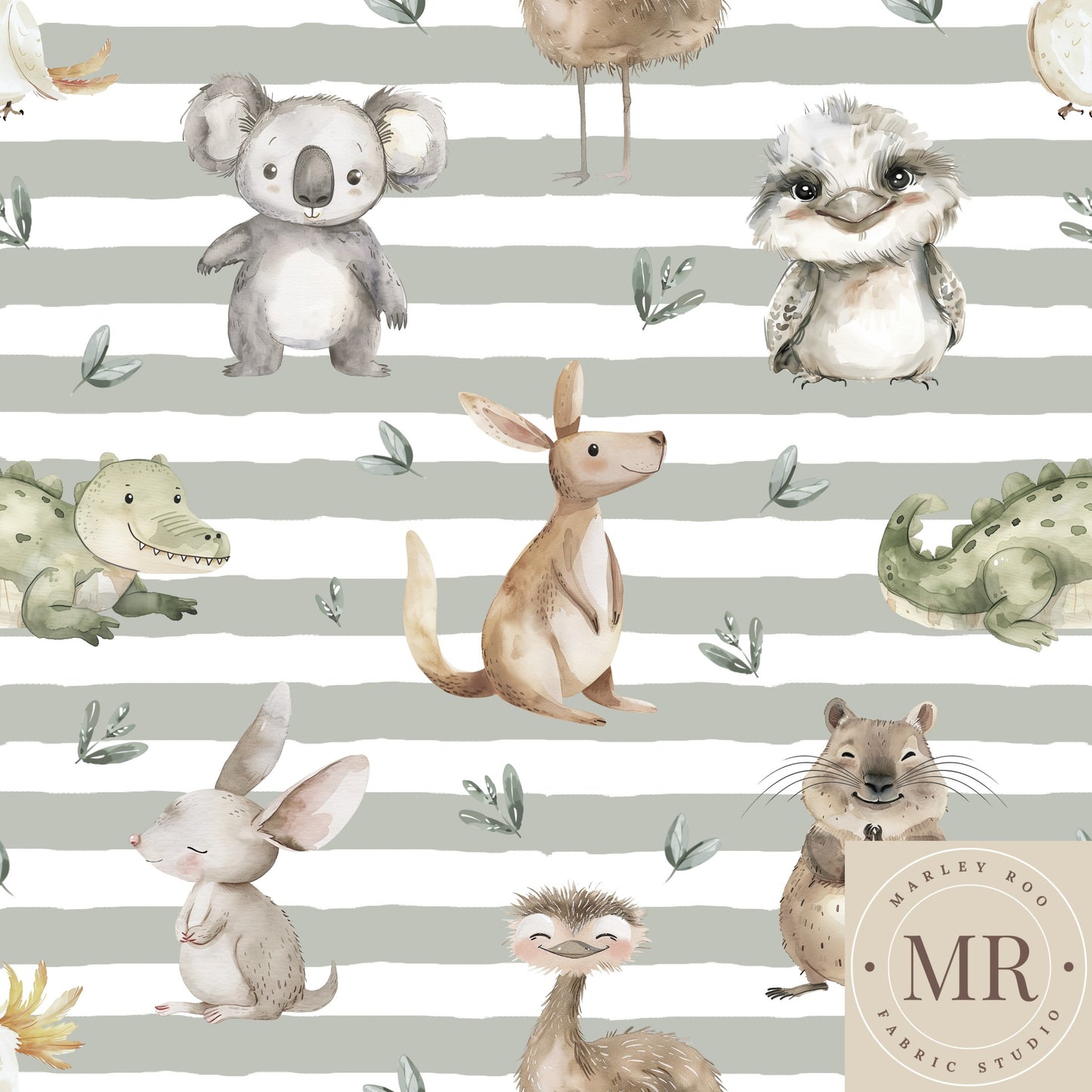 November Pre Order - Aussie Animals Moss Stripe