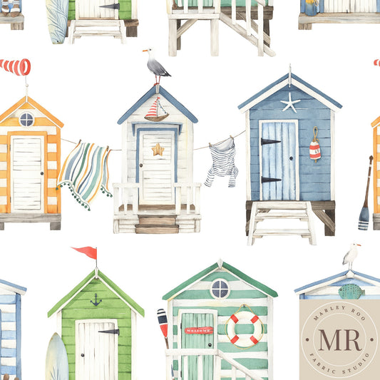 Beach Shack 2" - Cotton Canvas Fabric