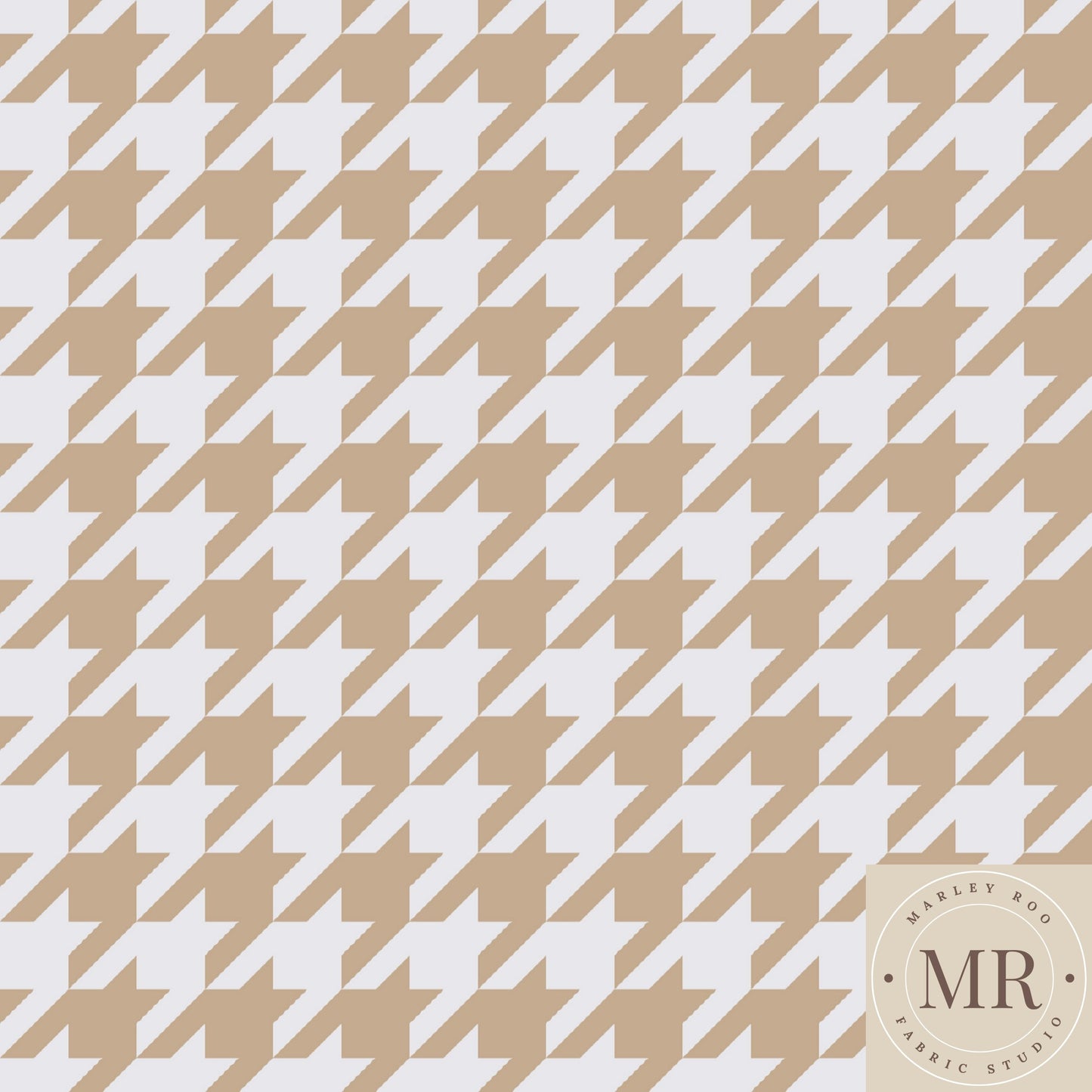 Beige Houndstooth 0.4" - Woven Cotton Fabric