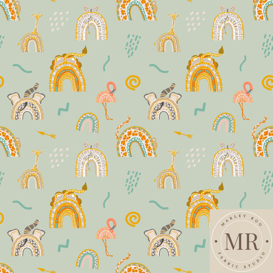 May Pre Order - Boho Animal Rainbows on Sage