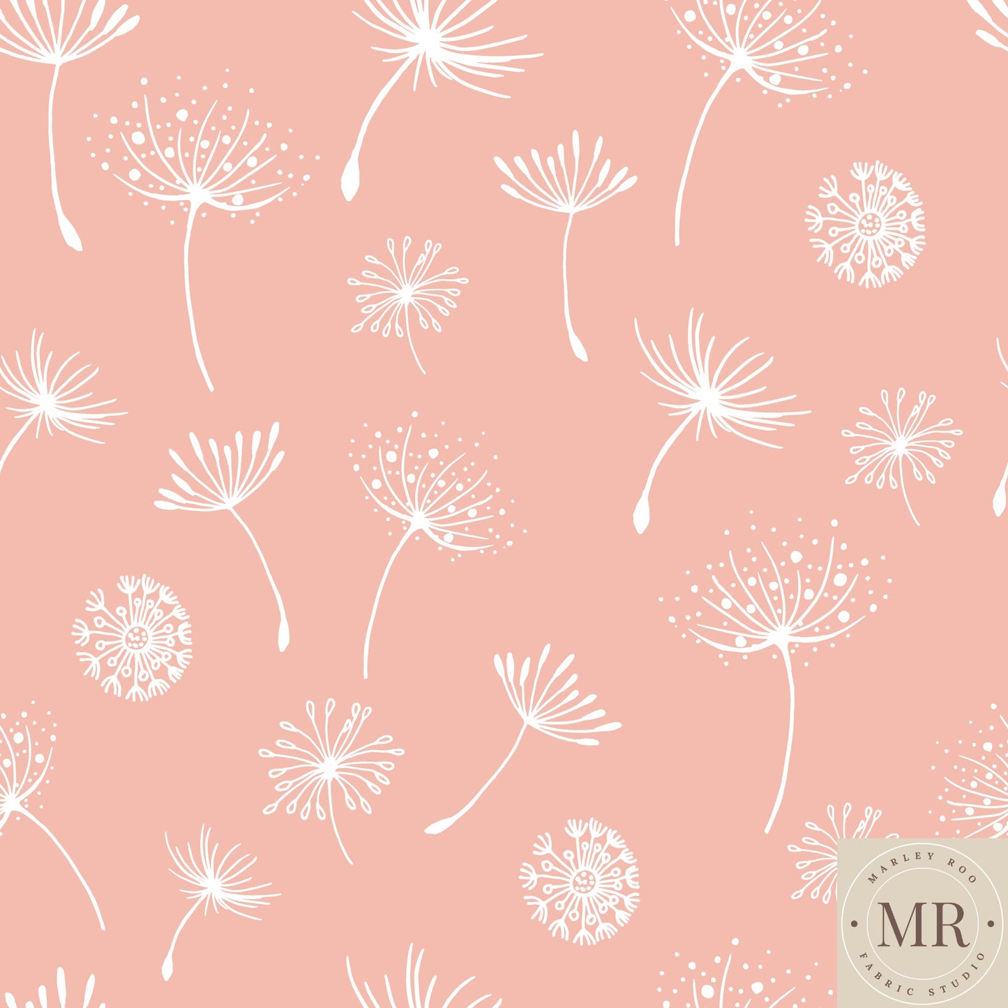 Pink Dandelion - Cotton Canvas Fabric