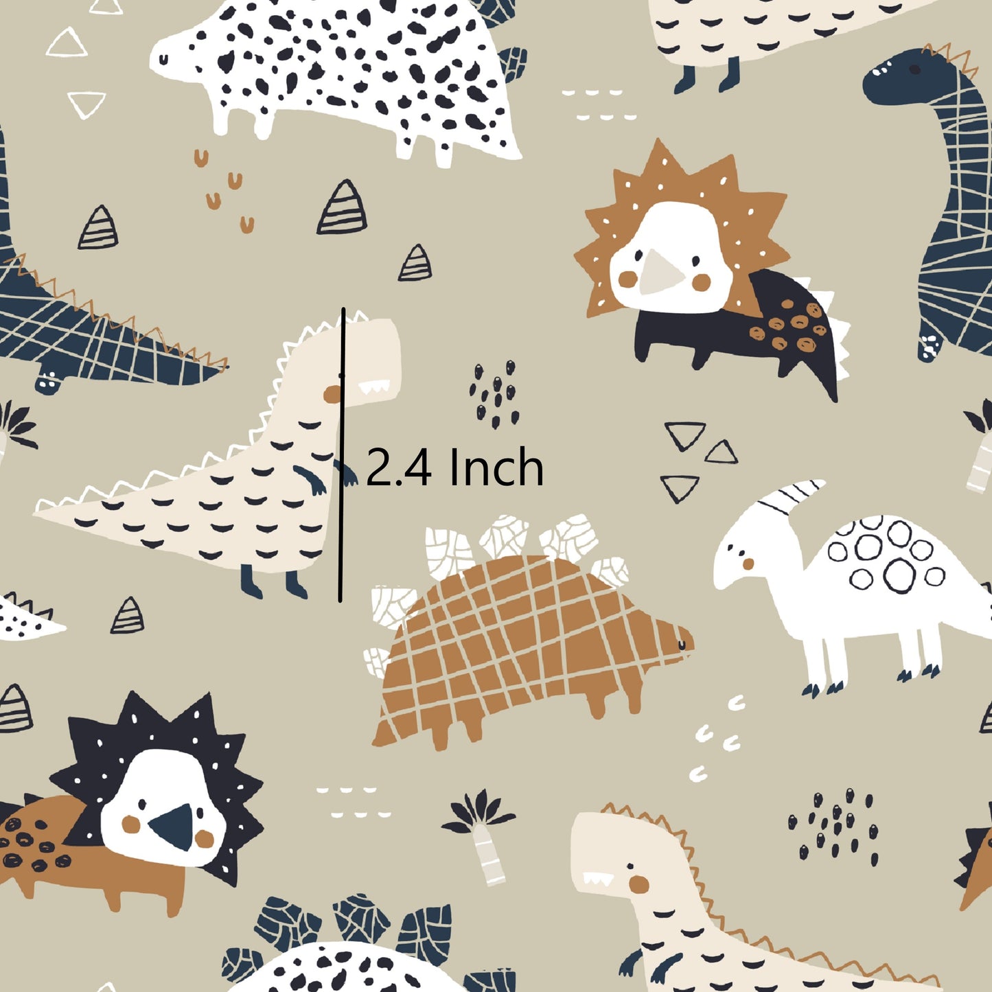 Earth Dino -  Woven Cotton Fabric