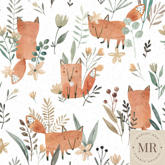 Fox In The Meadow - Woven Cotton Fabric