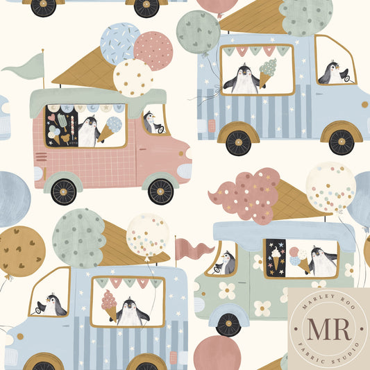 May Pre Order - Ice Cream Trucks & Penguins - White