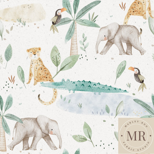 Leo In The Jungle - Woven twill Cotton Fabric