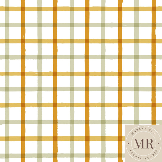 Mustard Olive Plaid - Woven Cotton Fabric