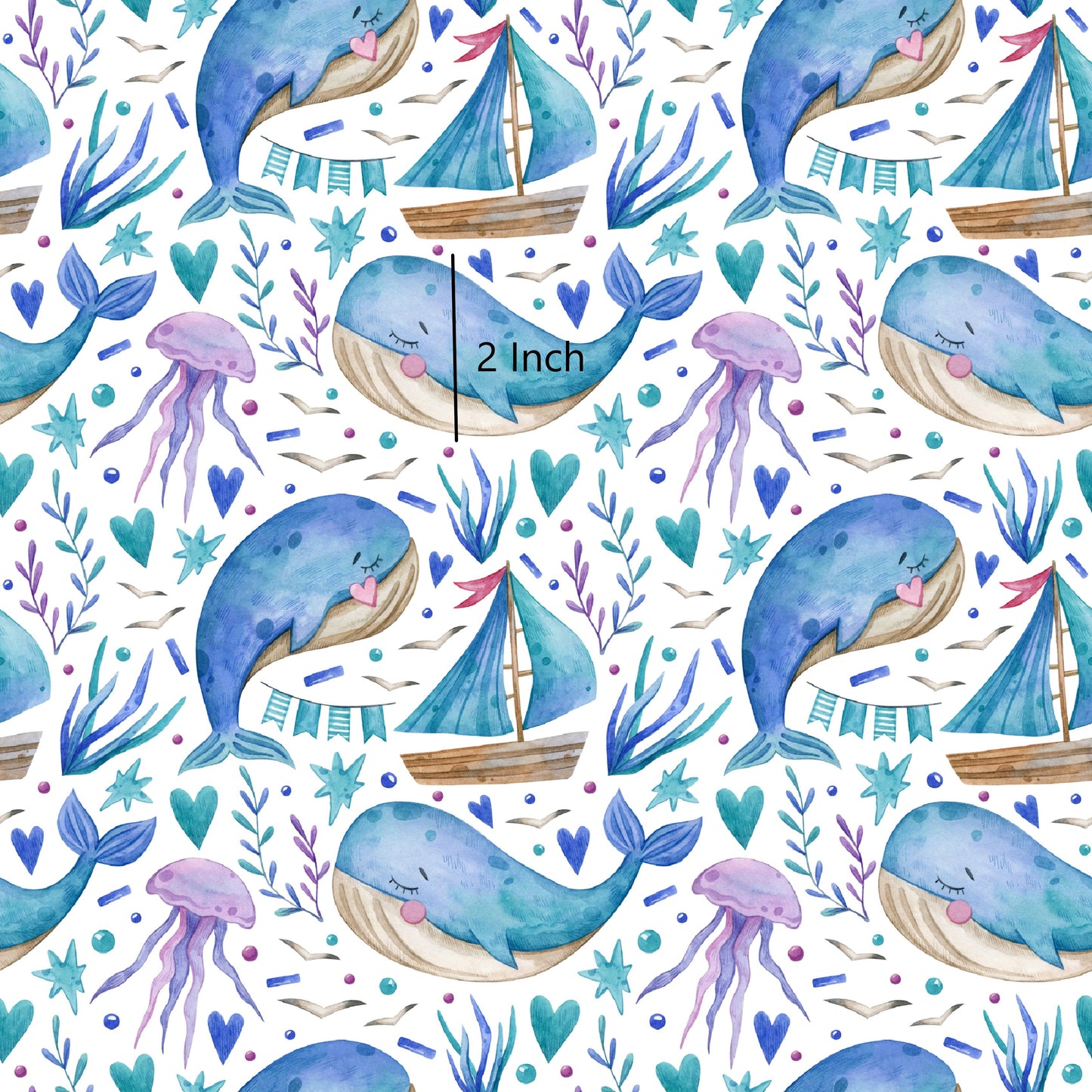 Pink Whale Love - Woven Cotton Fabric