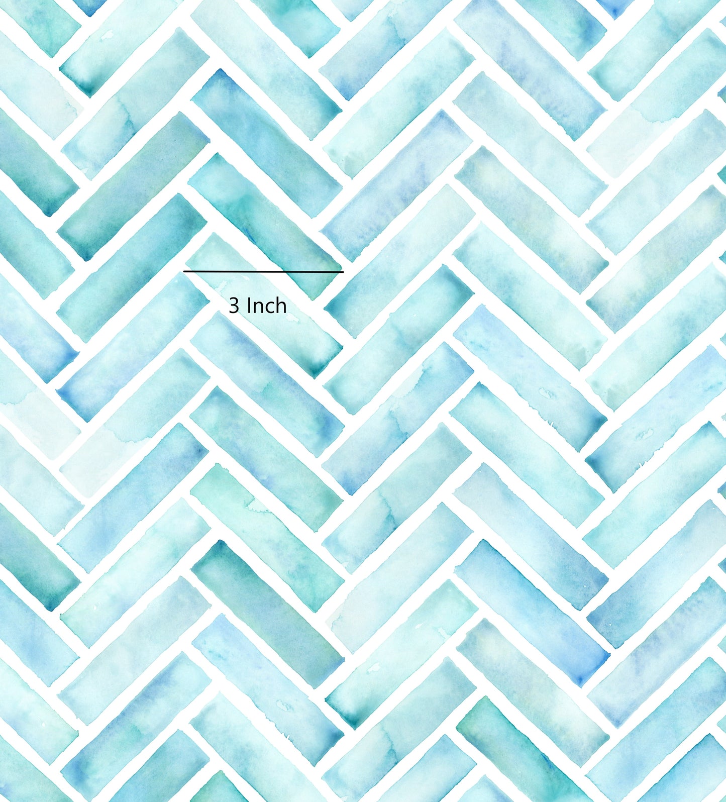 Blue Herringbone - Woven Cotton Fabric (slightly faded)