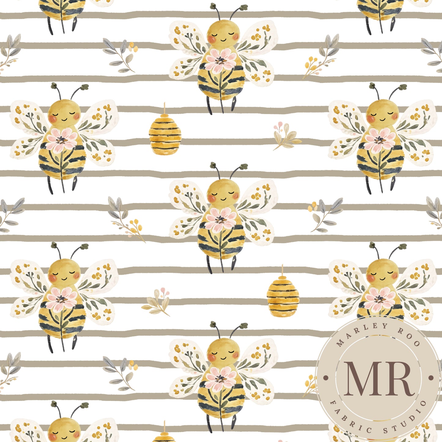 June Pre Order - Buzzy Bees Olive Stripe