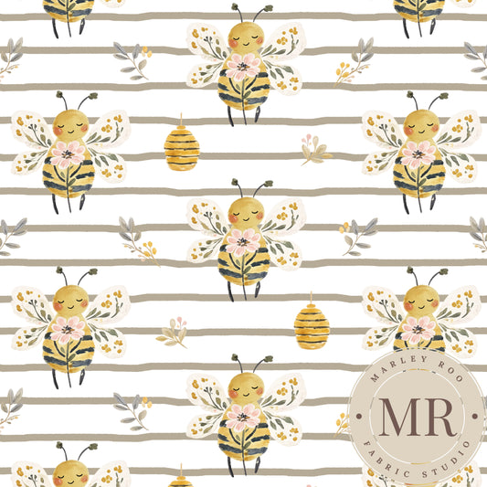 June Pre Order - Buzzy Bees Olive Stripe