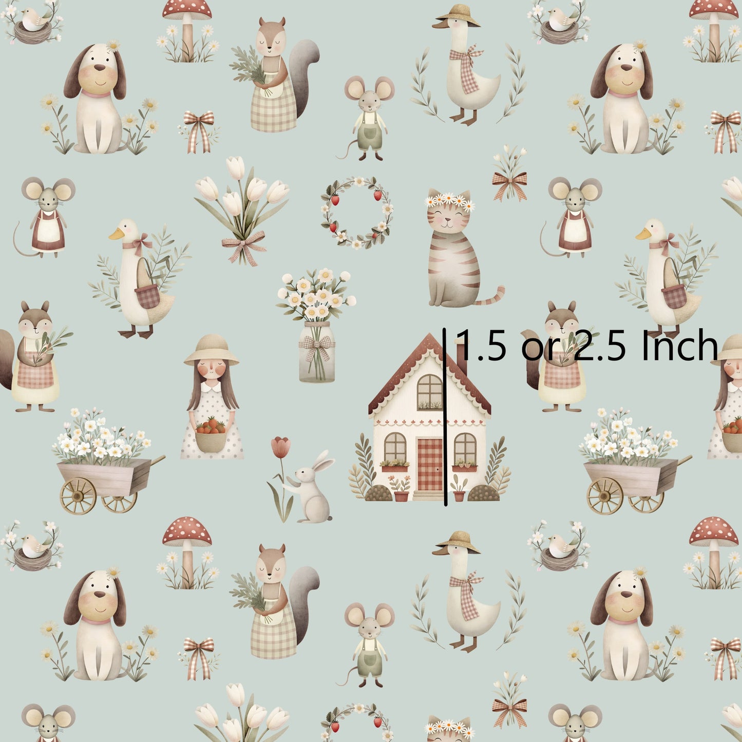Cottage - Mint 1.5" - Woven Cotton Fabric