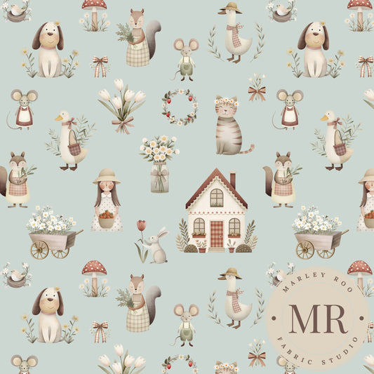 Cottage - Mint 1.5" - Woven Cotton Fabric