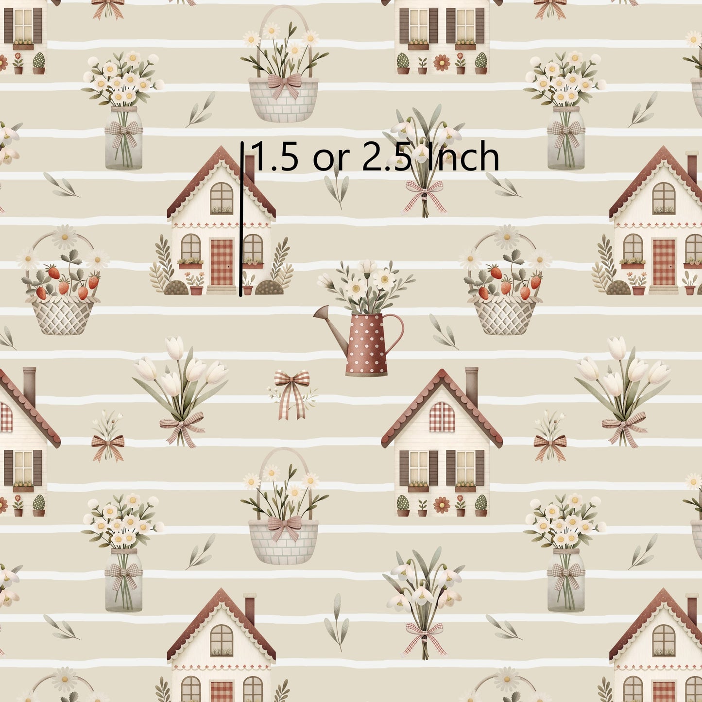 November Pre Order - Cottage Floral - Ecru Stripe