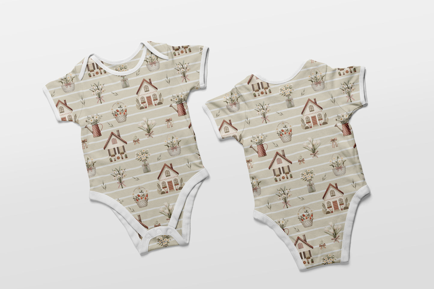 November Pre Order - Cottage Floral - Ecru Stripe