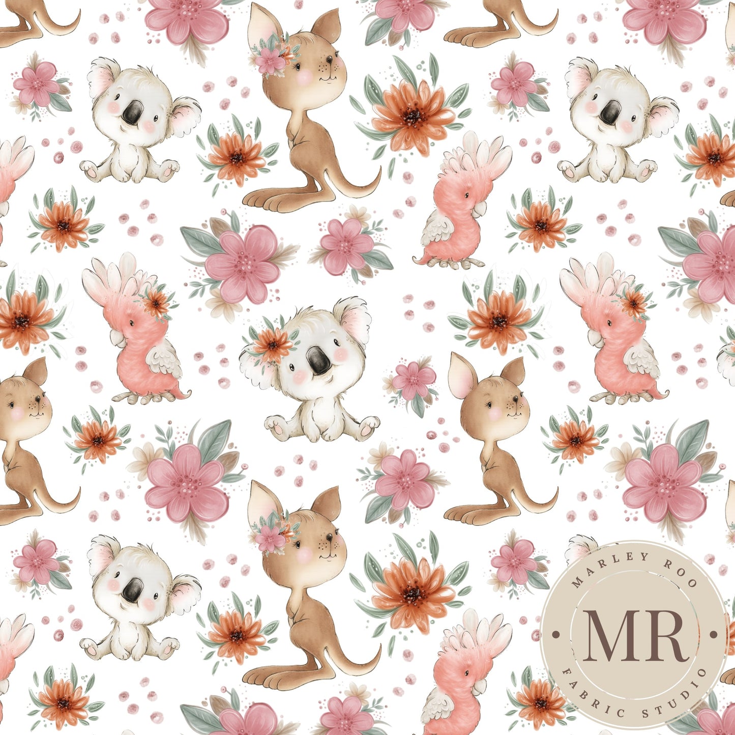 November Pre Order - Floral Aussie Animals - White