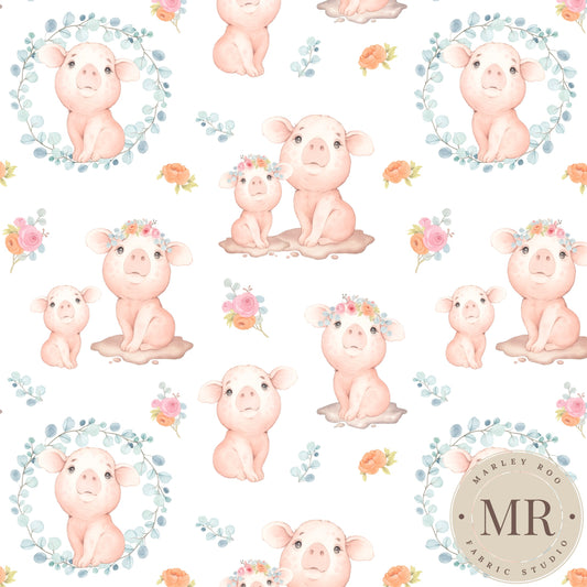 November Pre Order - Floral Pigs - White
