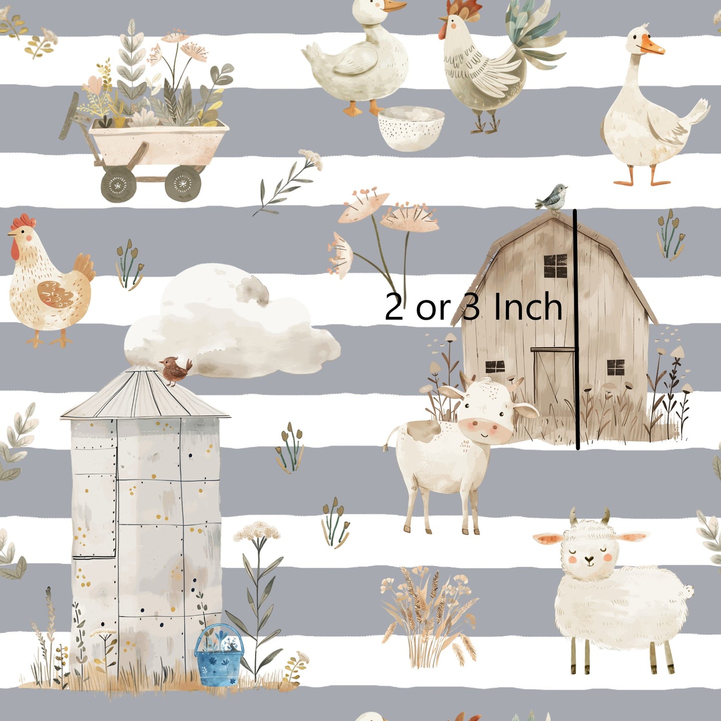 May Pre Order - Meadow on Ash Stripe