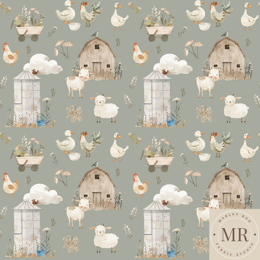 Meadow Moss 3" - Woven Cotton Fabric