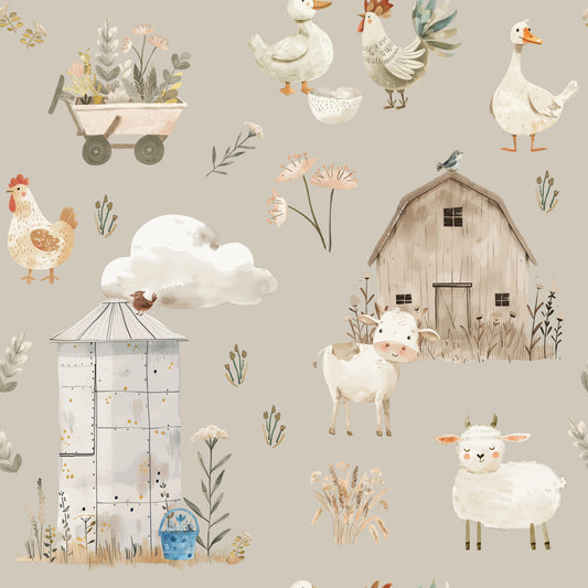 Meadow on Latte 3" - Cotton Lycra Knit 220