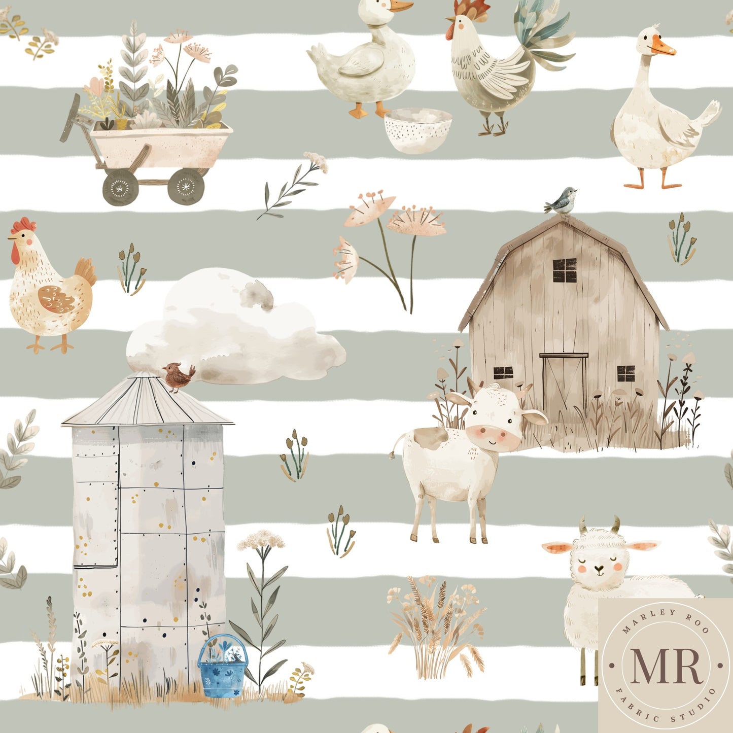 November Pre Order - Meadow on Sage Stripe