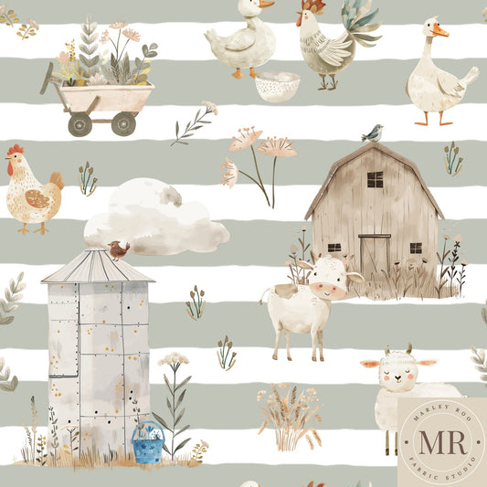 May Pre Order - Meadow on Sage Stripe