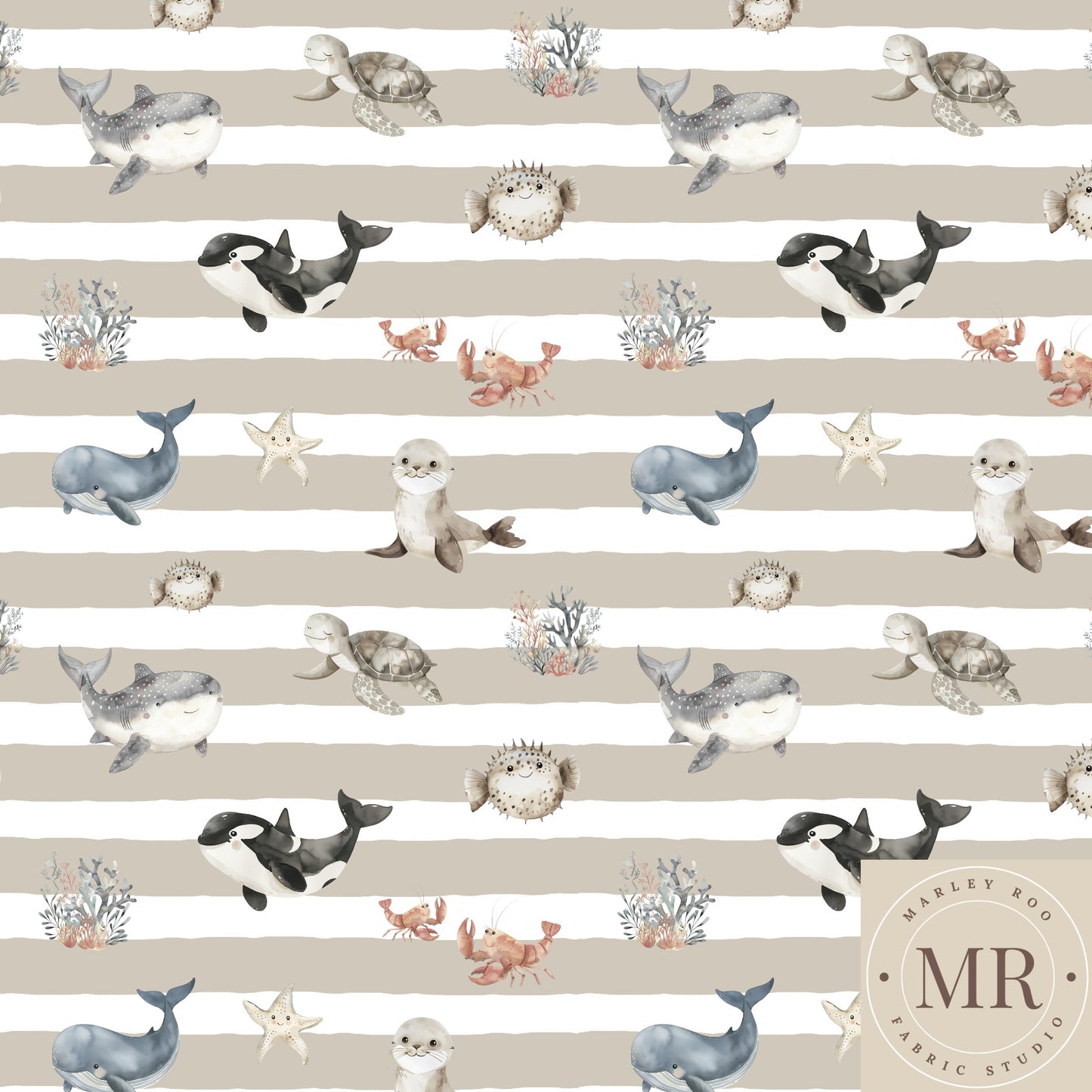 May Pre Order - Ocean Buddies Latte Stripe