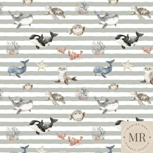 May Pre Order - Ocean Buddies Sage Stripe