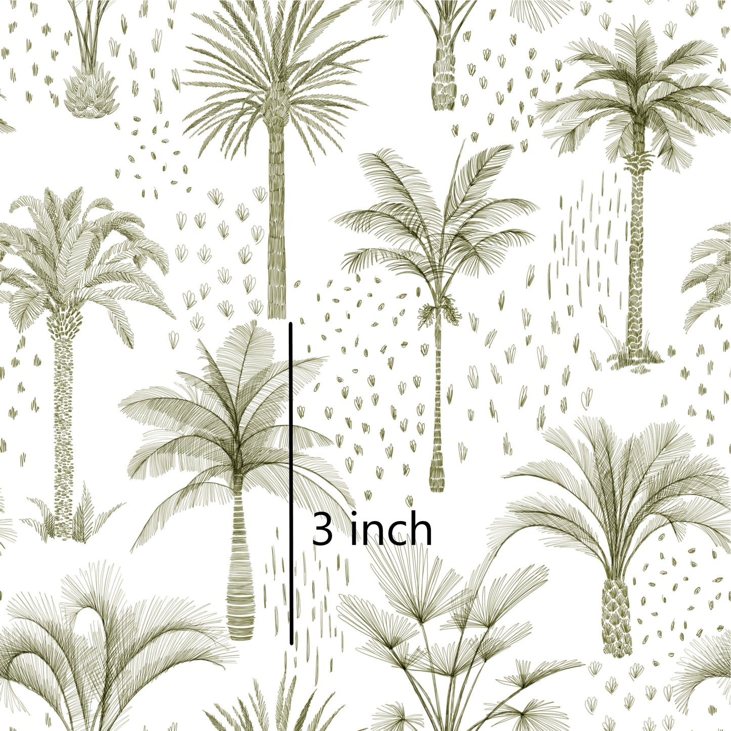 Olive Palm Tree - Woven Cotton Fabric