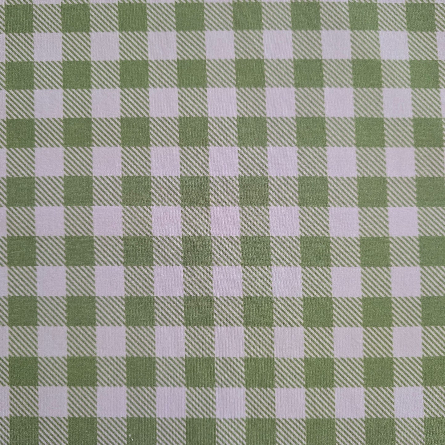 Green Gingham - Cotton Lycra Knit 220