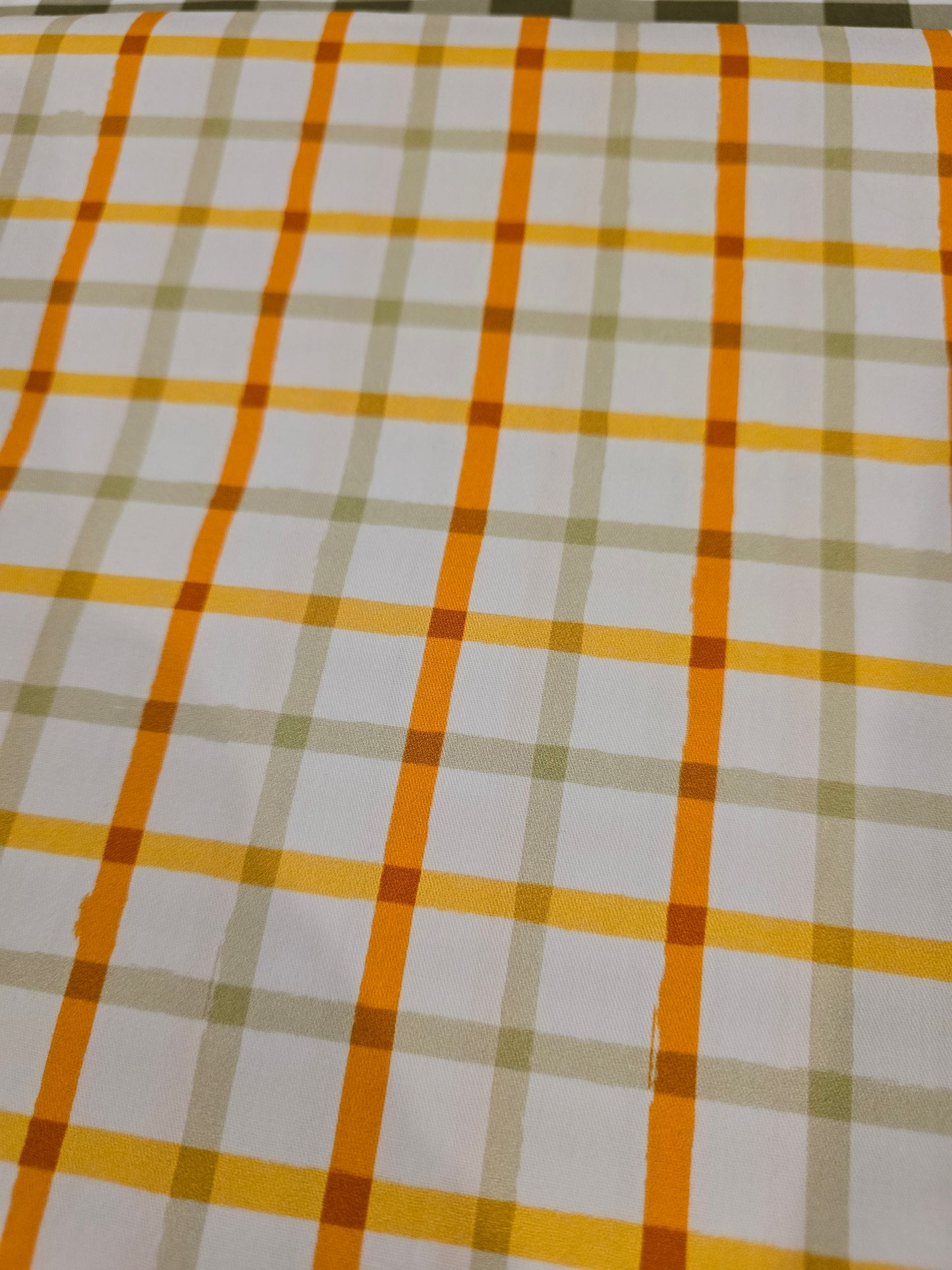 Mustard Olive Plaid - Woven Cotton Fabric (Printed Brighter - Mustard is more orange)