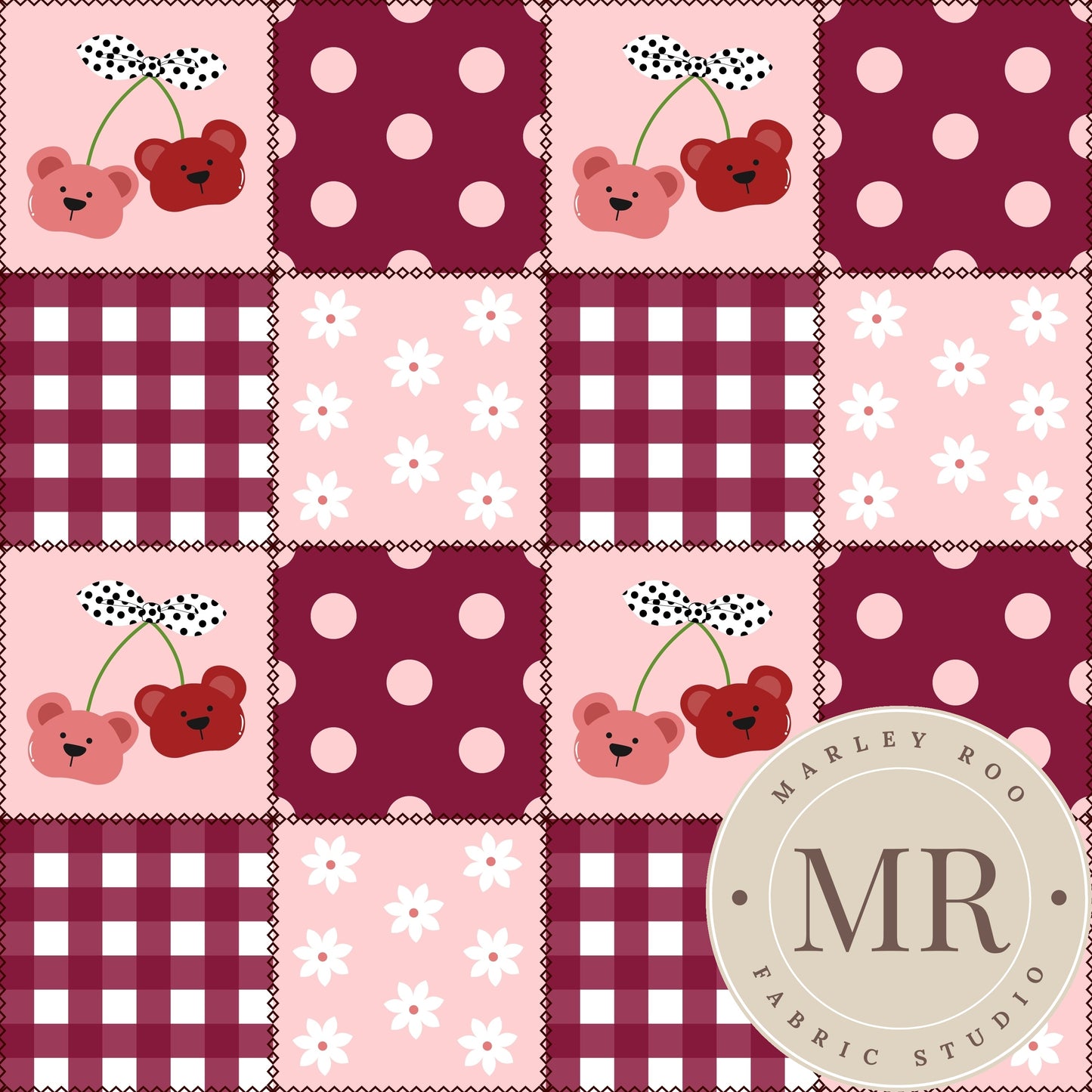 August Pre Order - Quilt Patch Cherry Bears