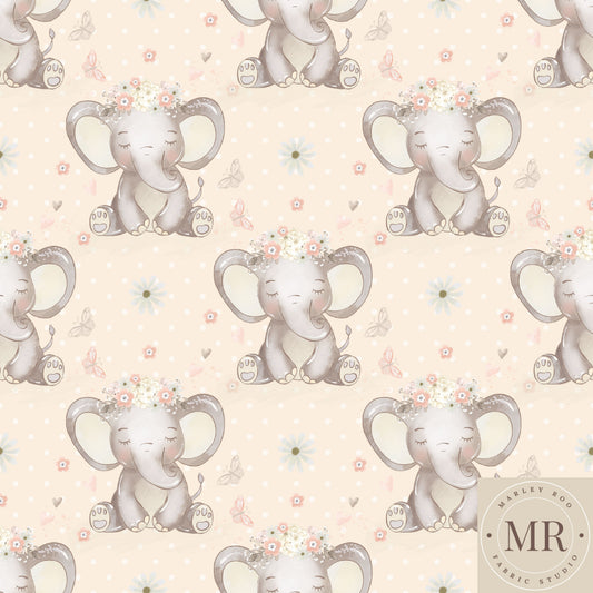May Pre Order- Floral Elephants On Peach