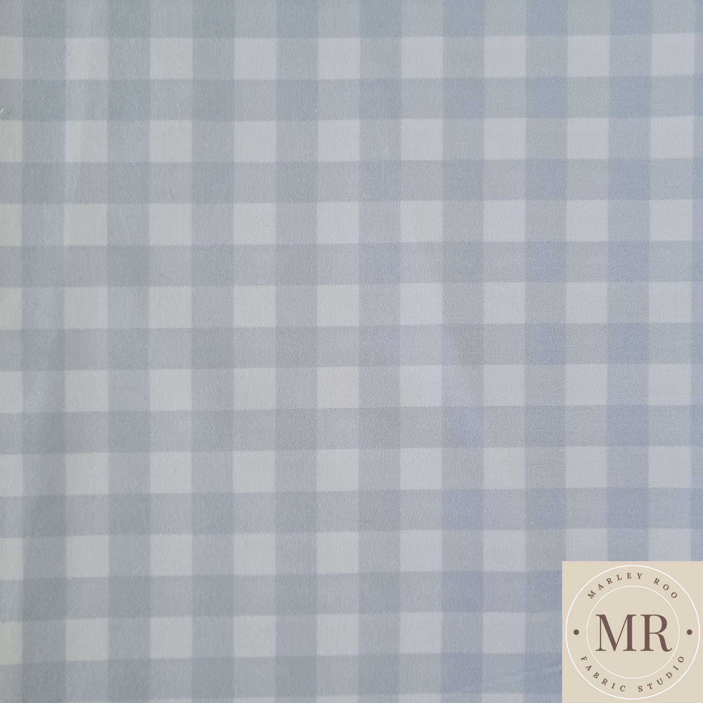 Light Blue sage Gingham - Woven Cotton Fabric (80cm remnant)